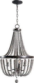 Wood Bead Chandelier, 28 Inch Height, 16 Inch Diameter, Golden Bronze Finish H324