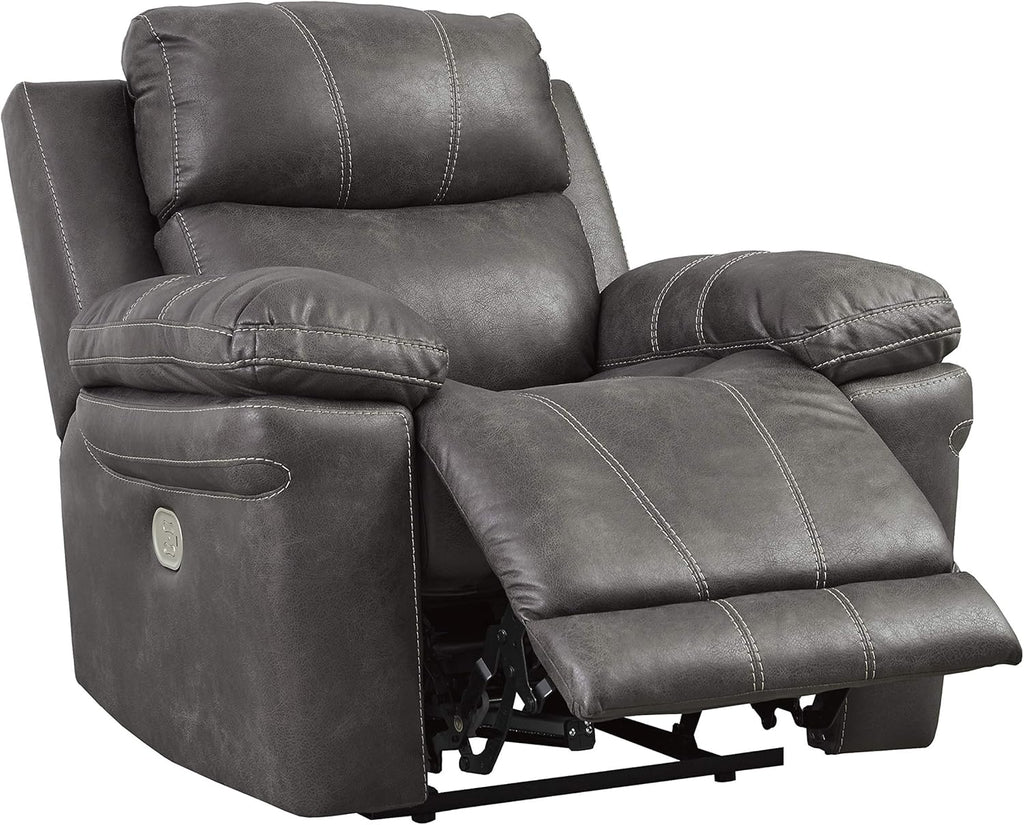 Faux Leather Power Recliner with Adjustable Headrest, Gray X8253