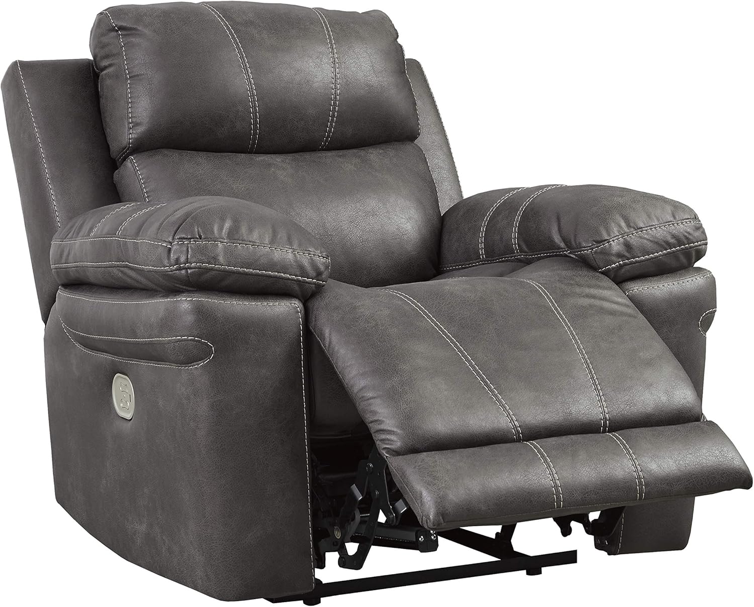 Faux Leather Power Recliner with Adjustable Headrest, Gray X8253