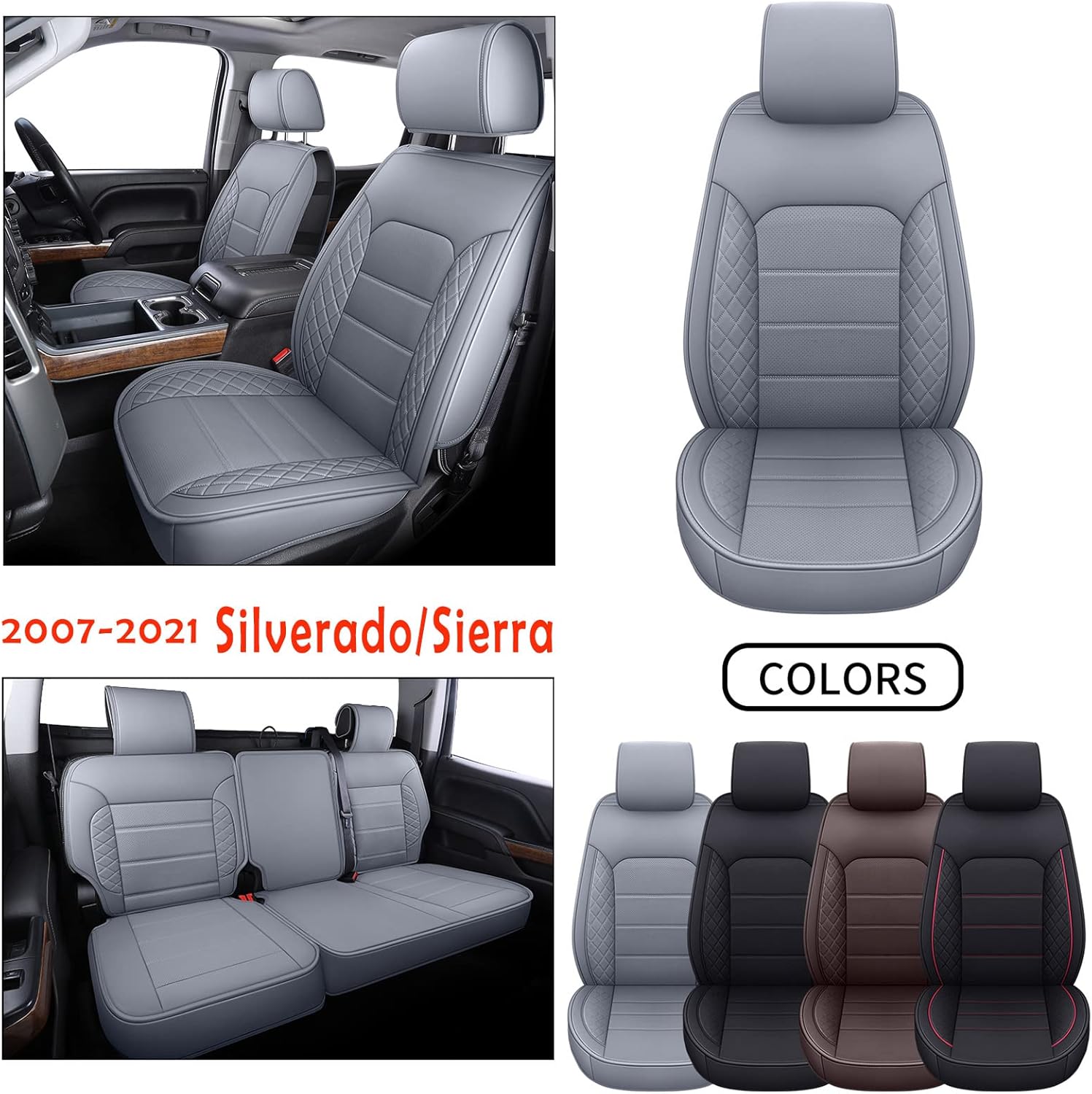 Black Faux Leather Full Set Seat Covers E8083