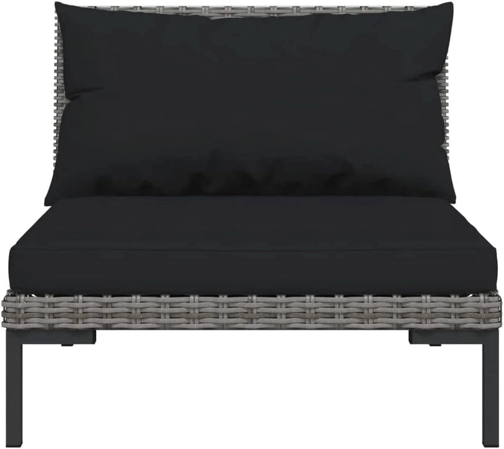 12 Piece Patio Lounge Set with Cushions Poly Rattan Dark Gray K3834