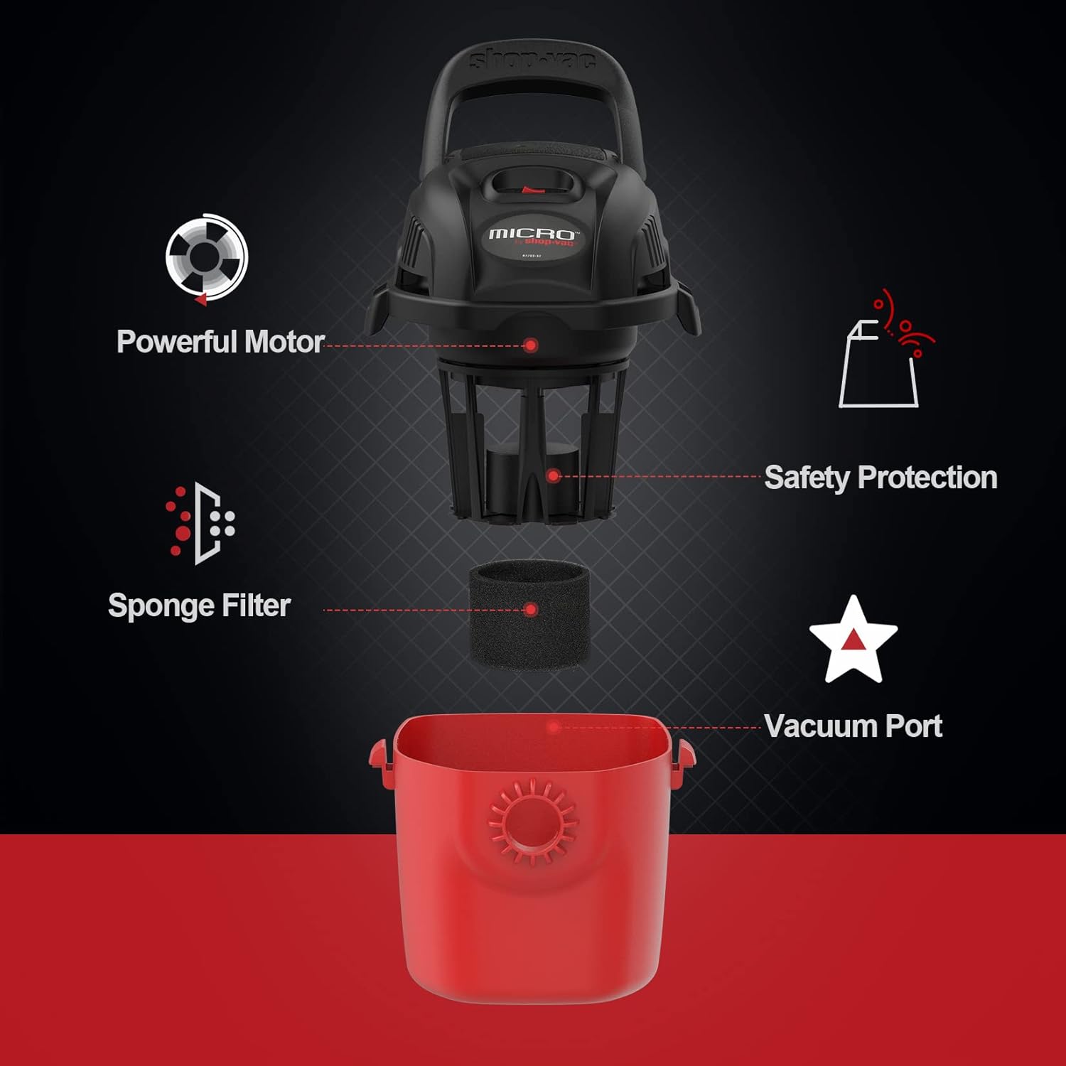 1 Gallon Portable Wet/Dry Vacuum with Wall Bracket N109