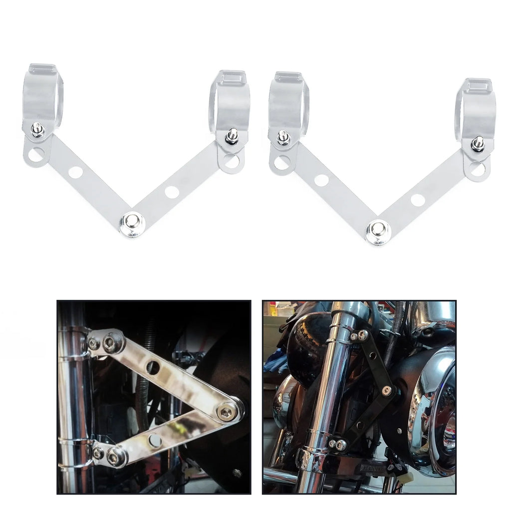 Chrome Motorcycle Headlight Mount Bracket Adapter K25089