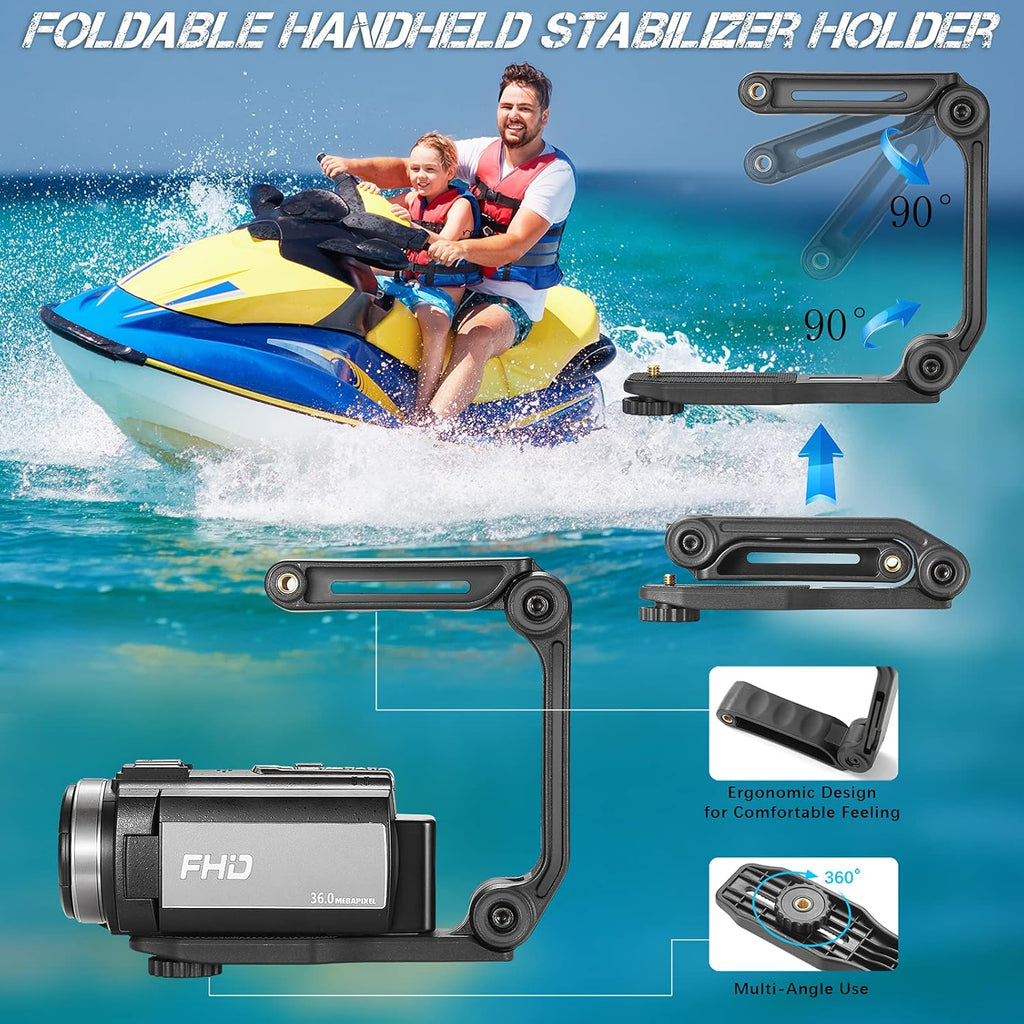 Camcorder 1080P Video Camera 36MP 3.0 Inch IPS Touch Screen IR Night Vision 16X Digital Zoom with External Microphone Handheld Stabilizer Remote Control U6759