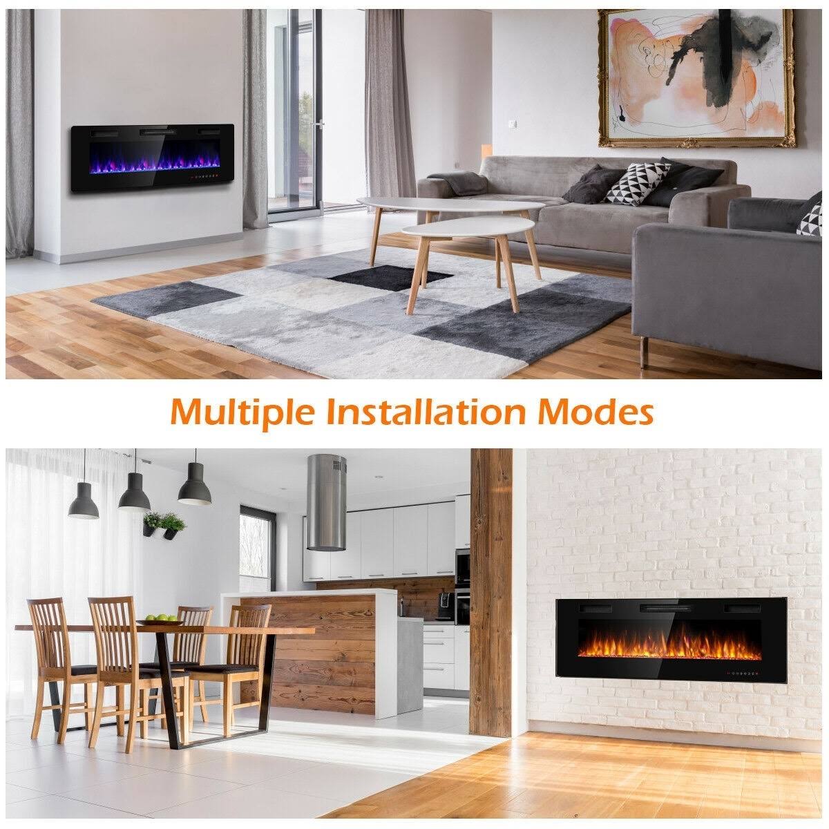 50-Inch Wall Mounted Recessed Electric Fireplace V76515