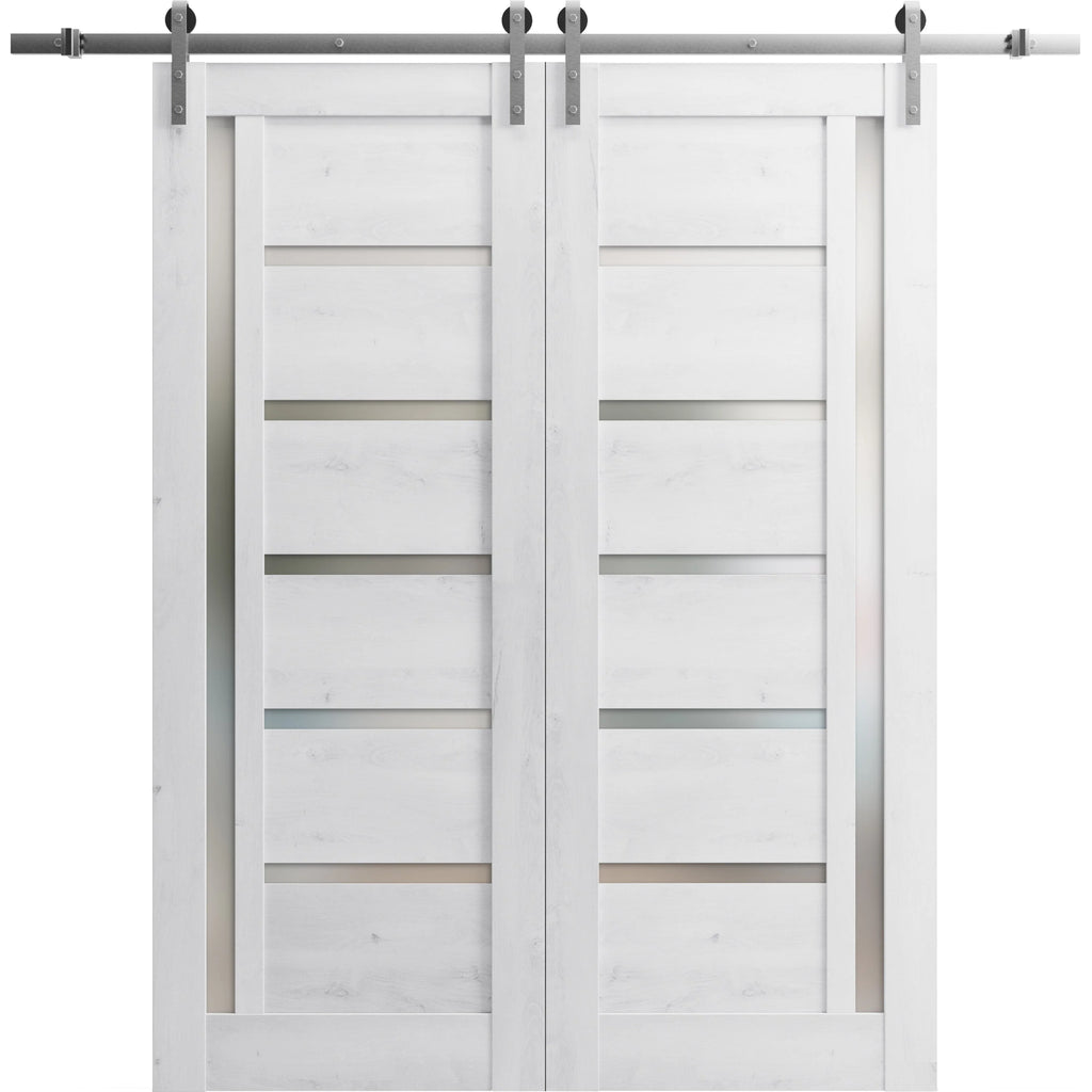 Double Barn Door 36 x 84 inches with Frosted Glass G9486