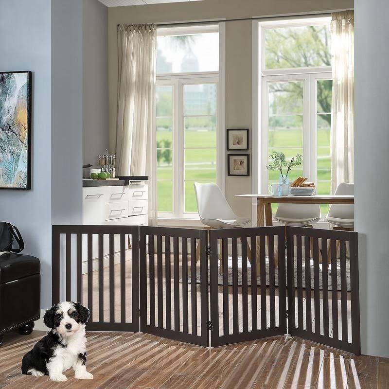Freestanding Wooden Pet Gate 4 Panels H71011
