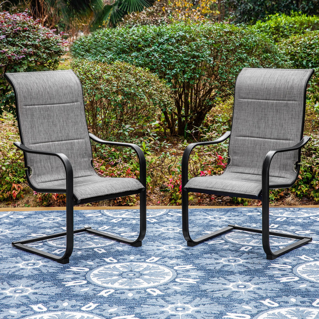 Black&Gray Outdoor Patio Dining Chairs with Padded Seat and Back M4045