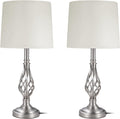 Brushed Nickel Silver Table Lamps Set of 2 W8301