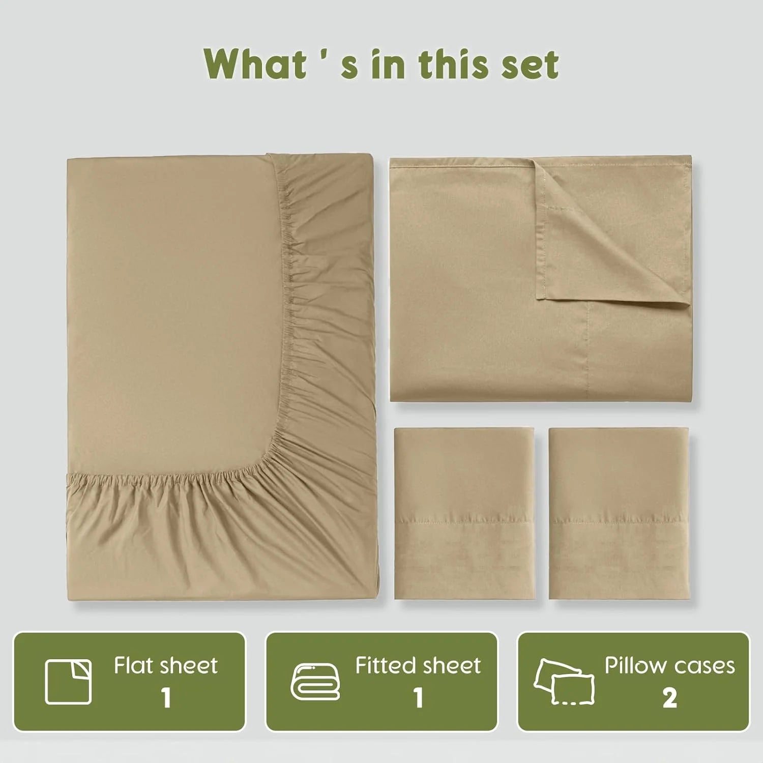 King Size 4 PC Cotton Sateen Bed Sheet Set with 16" Deep Pocket O80551