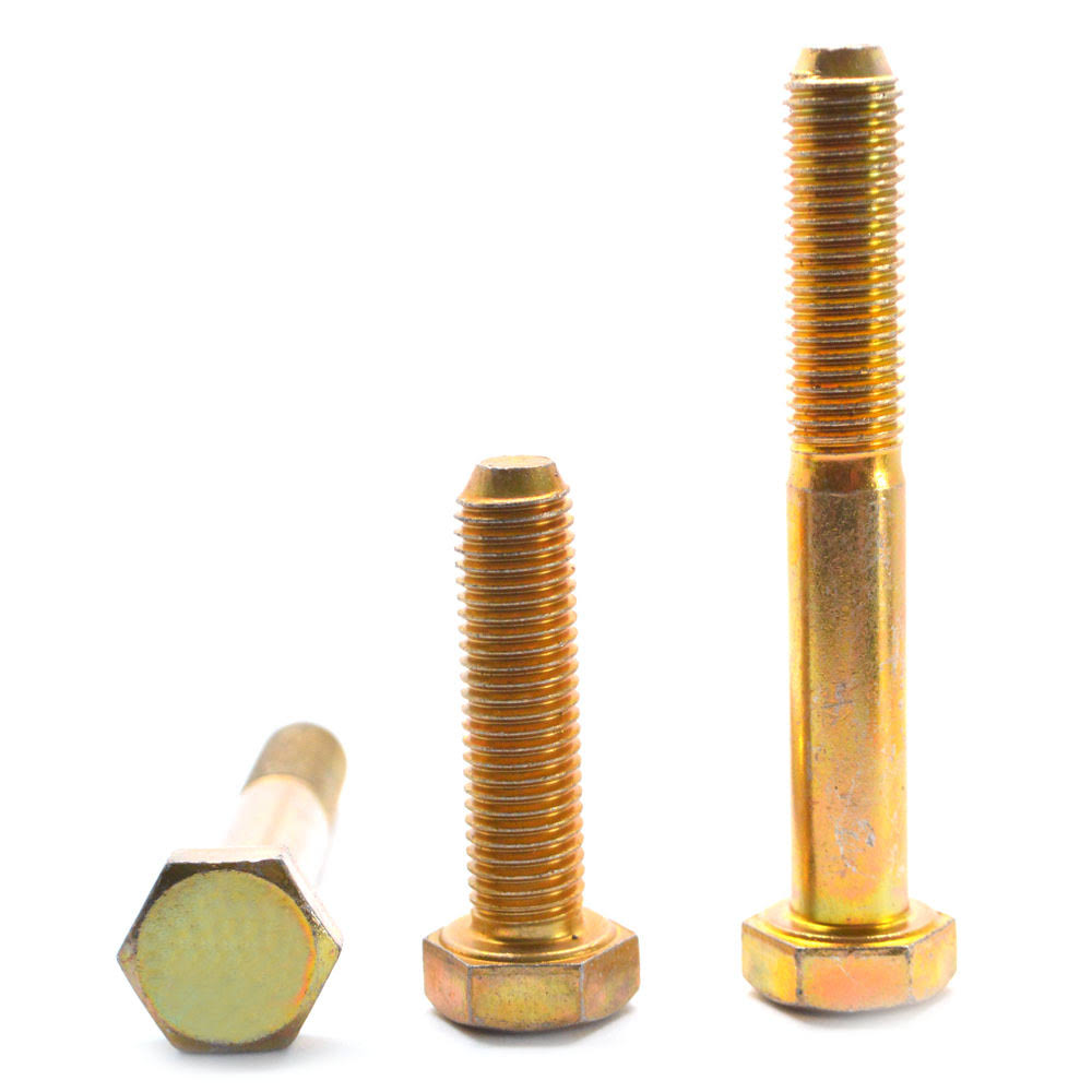 3/8-16 x 3 1/2 Coarse Thread Grade 5 Hex Cap Screw, Medium Carbon Steel, Yellow Cadmium Plated C913