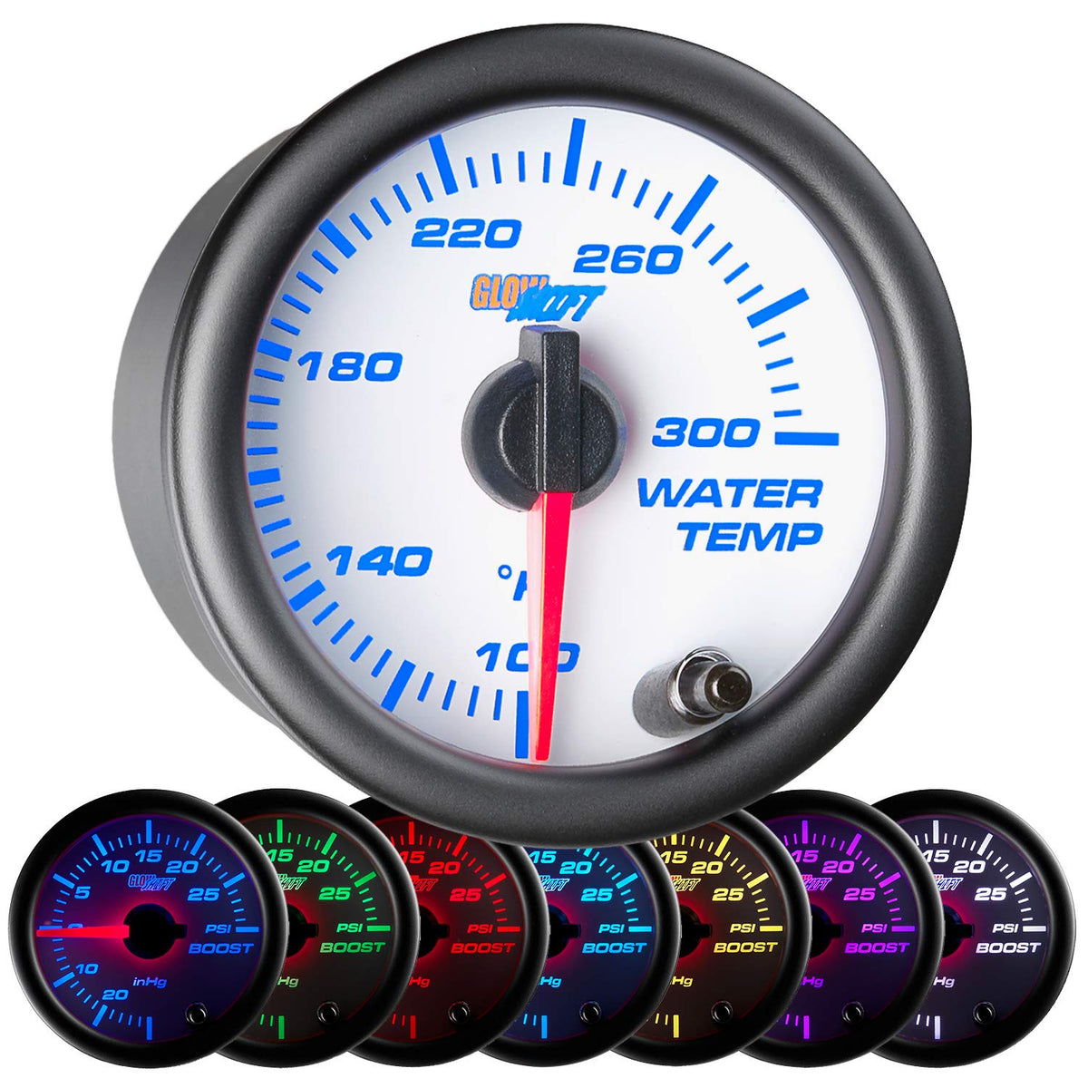 White 7 Color 300 F Water Coolant Temperature Gauge Kit with Electronic Sensor, 2-1/16 52mm Pack of 2 Q565