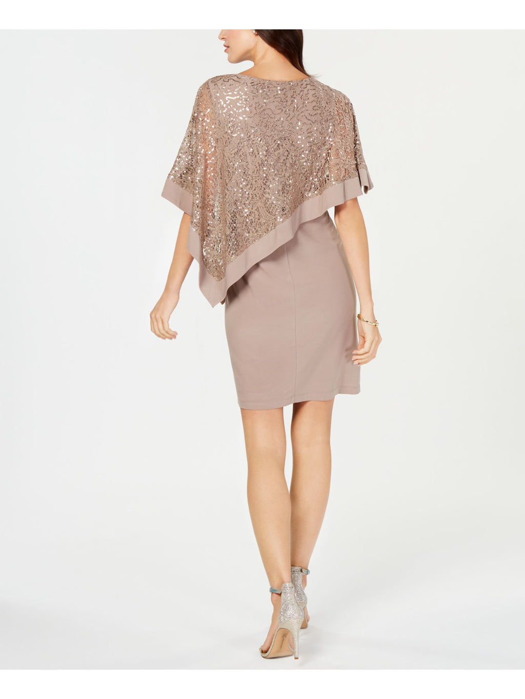 Beige Jewel Neck Sheath Dress 6 J26579