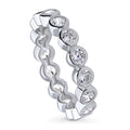 Sterling Silver Cubic Zirconia Eternity Ring, Rhodium Plated Size 8 Z56170