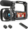 Camcorder 1080P Video Camera 36MP 3.0 Inch IPS Touch Screen IR Night Vision 16X Digital Zoom with External Microphone Handheld Stabilizer Remote Control U6759