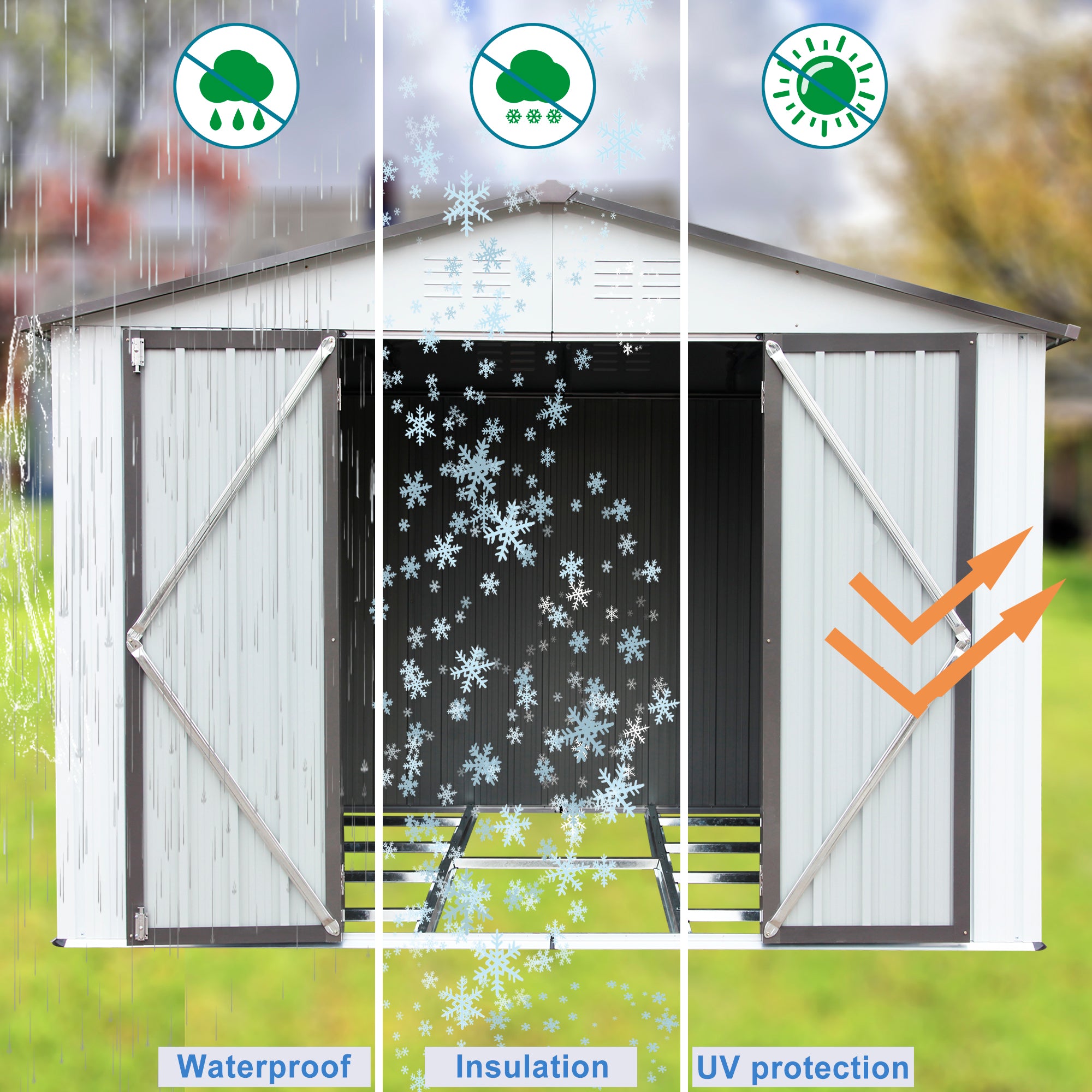 White Metal Garden Shed with Hinged Door Lockable Q2218