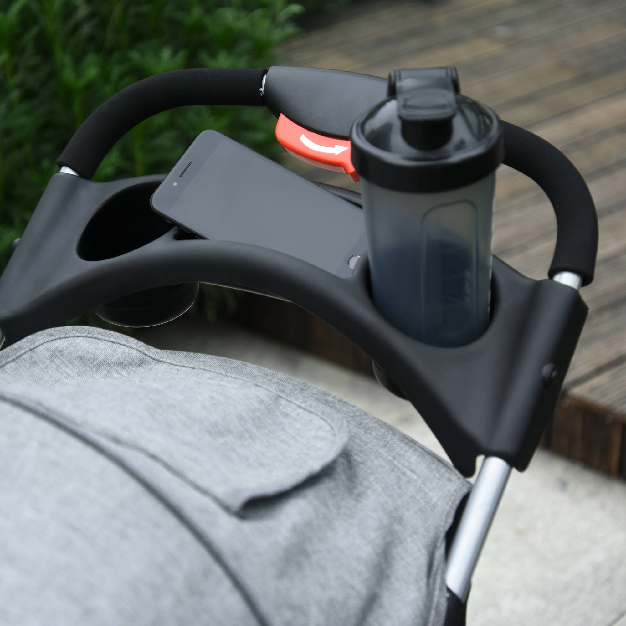 Grey Folding Pet Stroller with Adjustable Canopy R4868