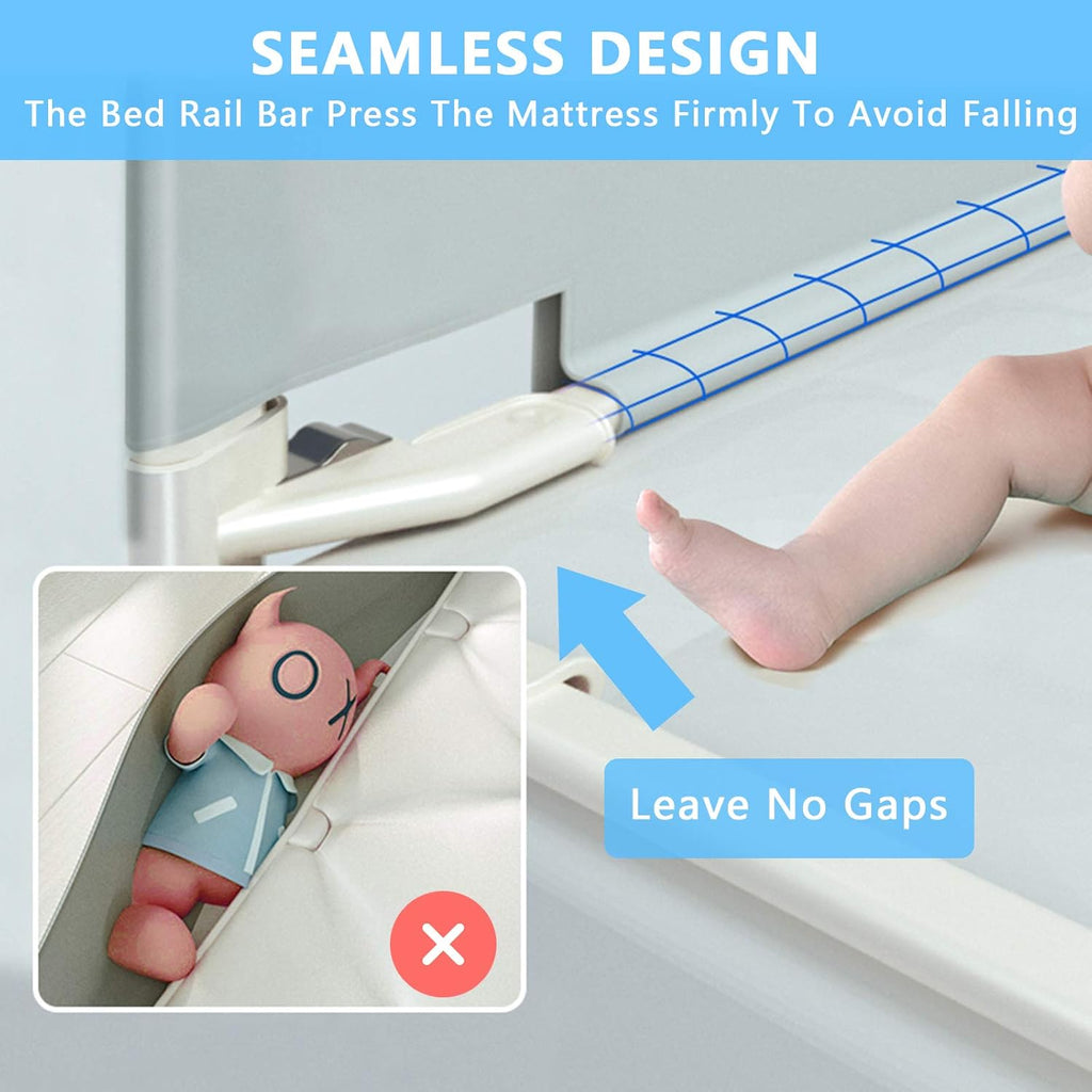 Extra Tall Safety Bed Guardrail for Kids, Fits Queen Size Bed I33174