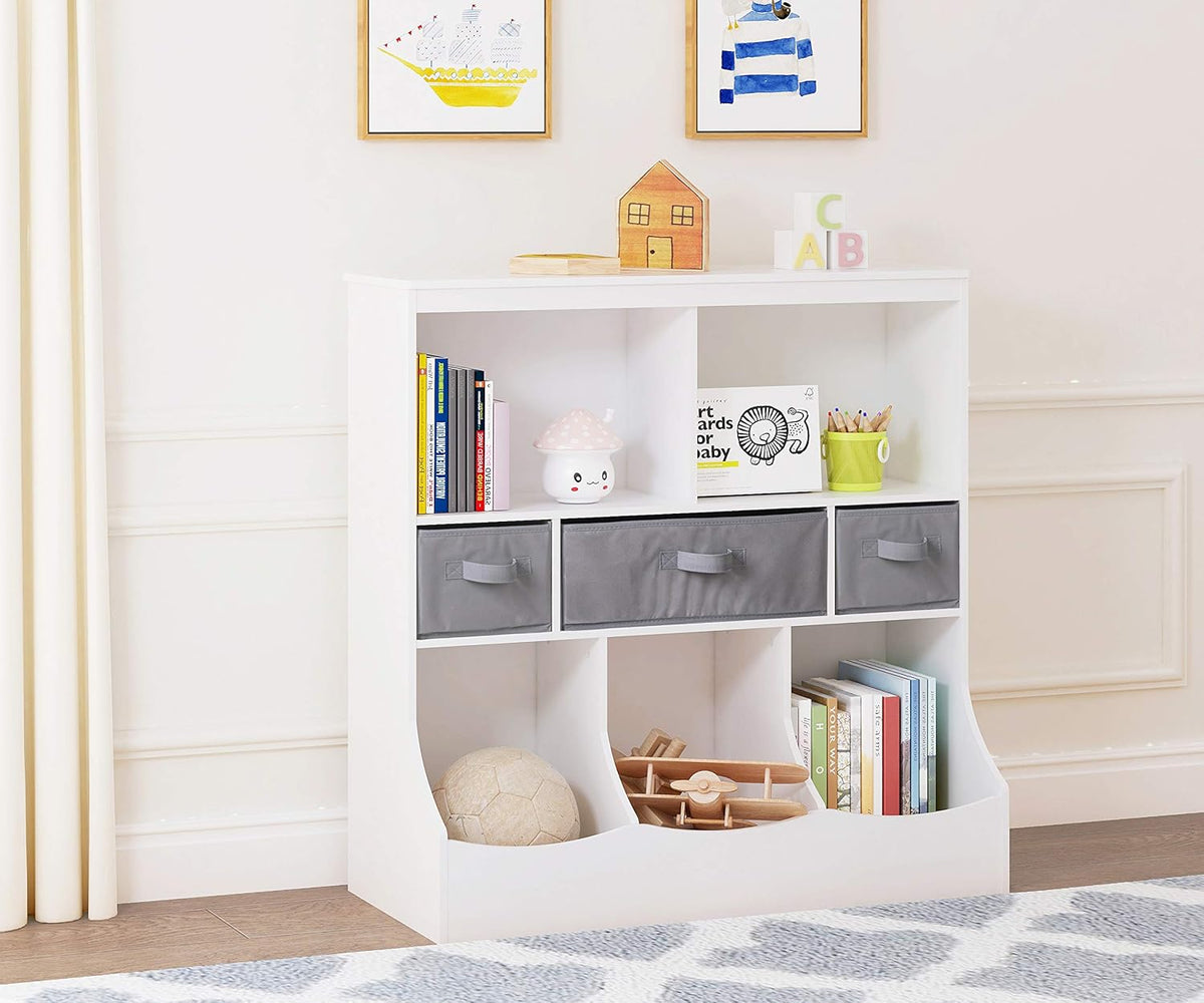 White Toy Storage Organizer with Bookcase R19211