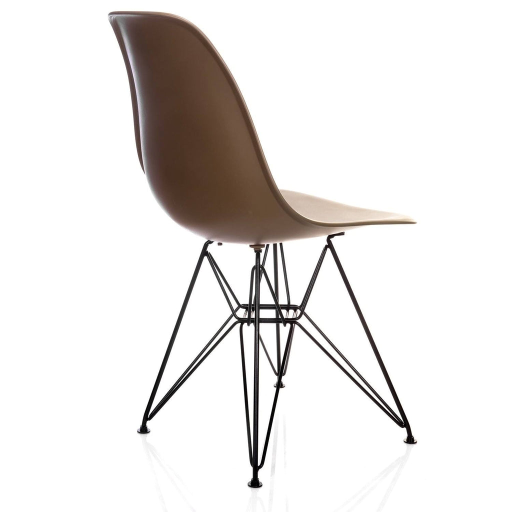Mid-Century Modern Dining Accent Side Chair with Black Steel Leg J1371
