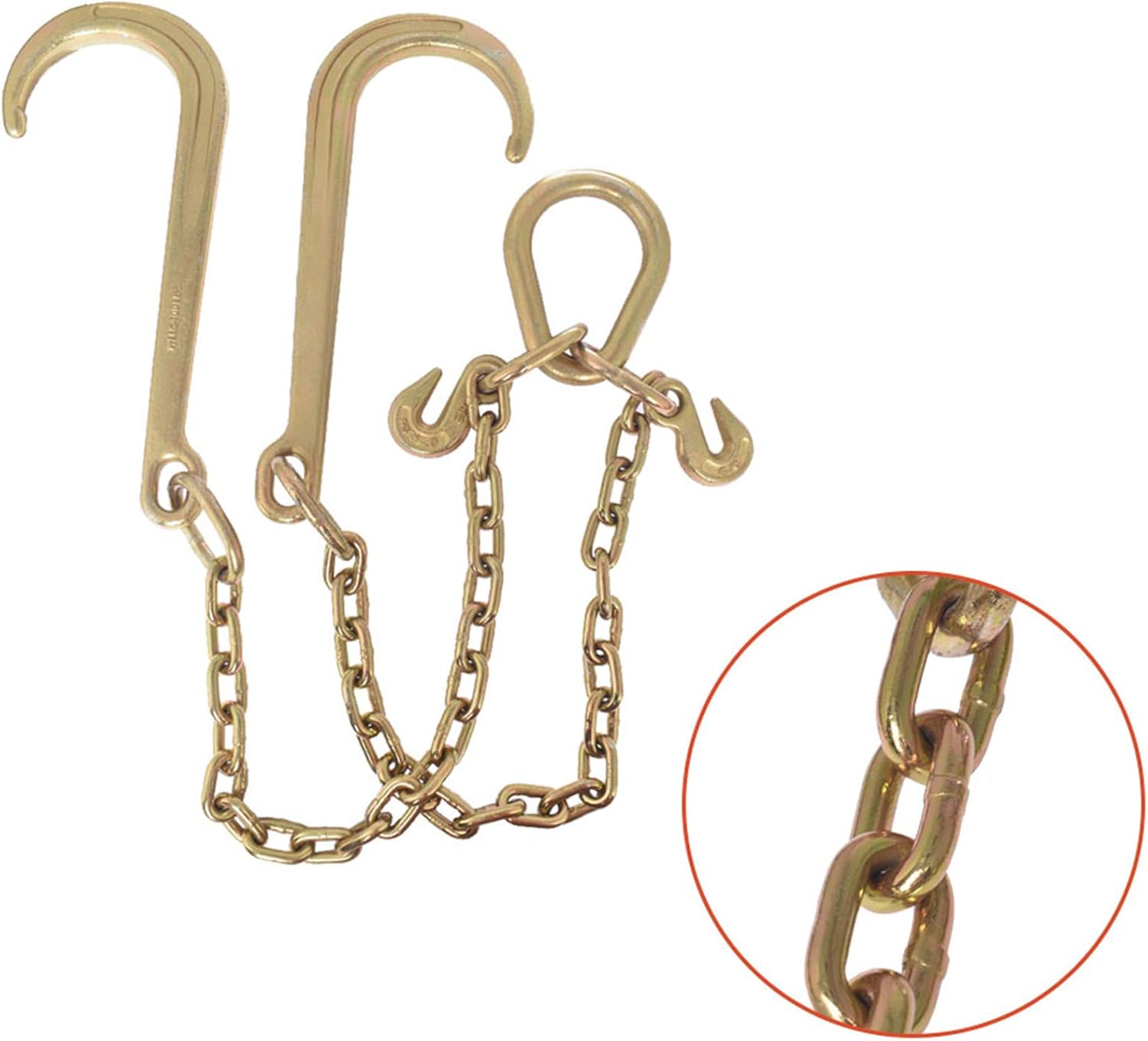 5/16 x 10 FT Grade 70 Tow Chain with 15 J Hook and T Hook Mini J Hook, Pack of 2 V3537