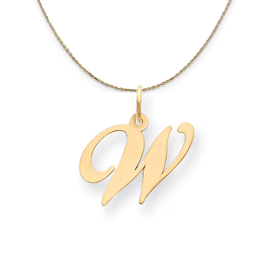 14k Yellow Gold Initial W Necklace - 22 Inch G638