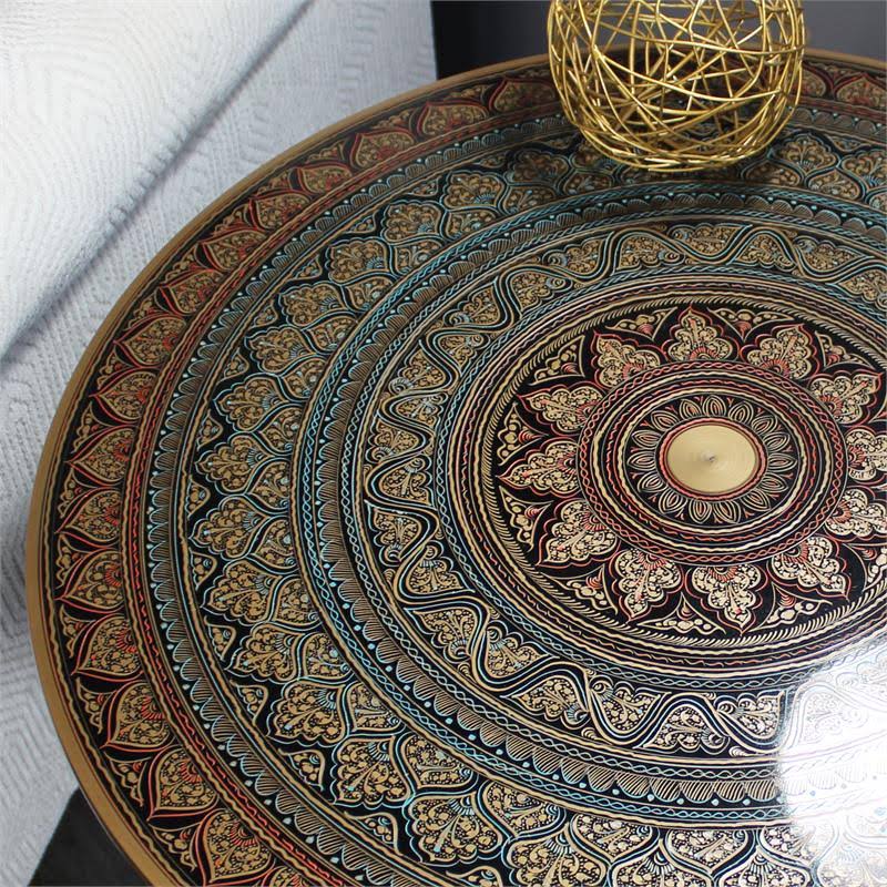 Army Green Round Wooden Accent Table N565483
