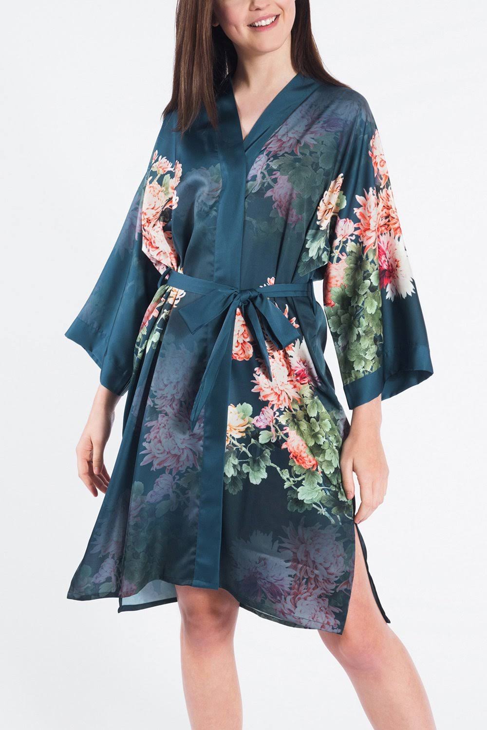 Coral Chrysanthemum Kimono Robe X2798