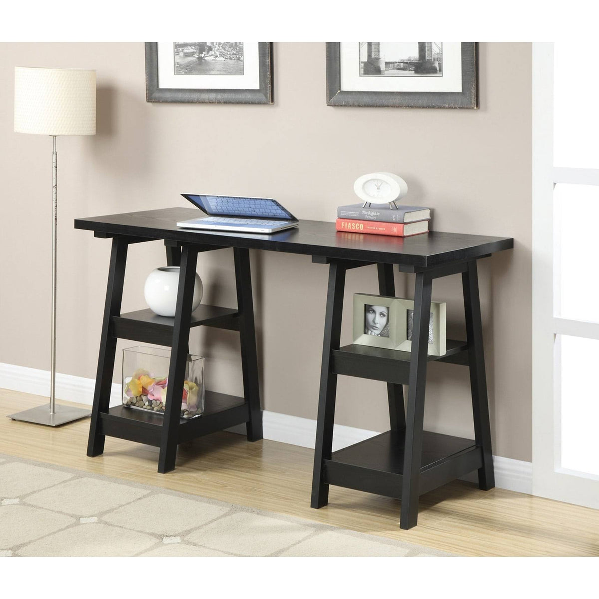Pink Double Trestle Desk Q96723