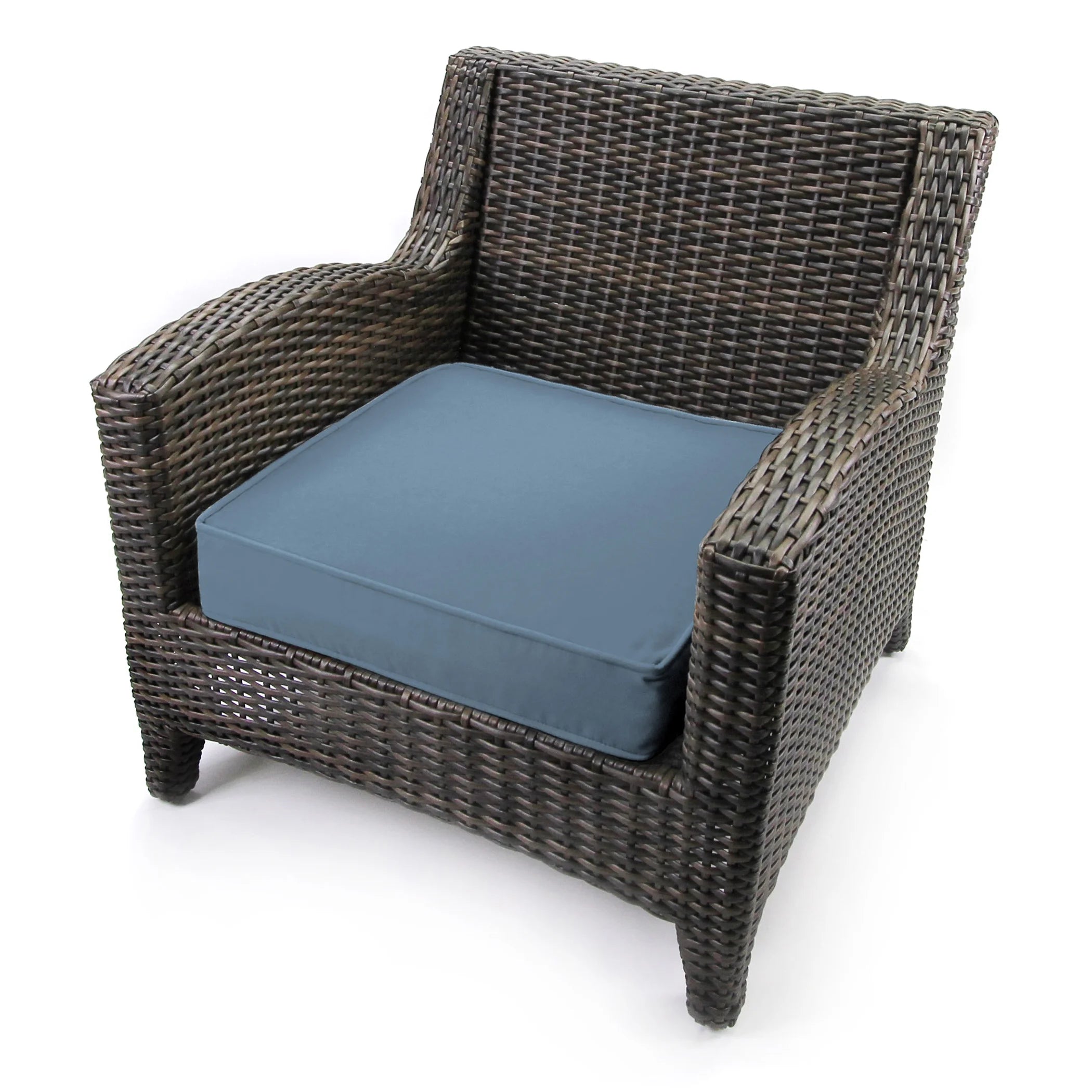 Sunbrella Denim Blue Rectangular Outdoor Deep Seat Chair Cushion with Ties and Welt K714081