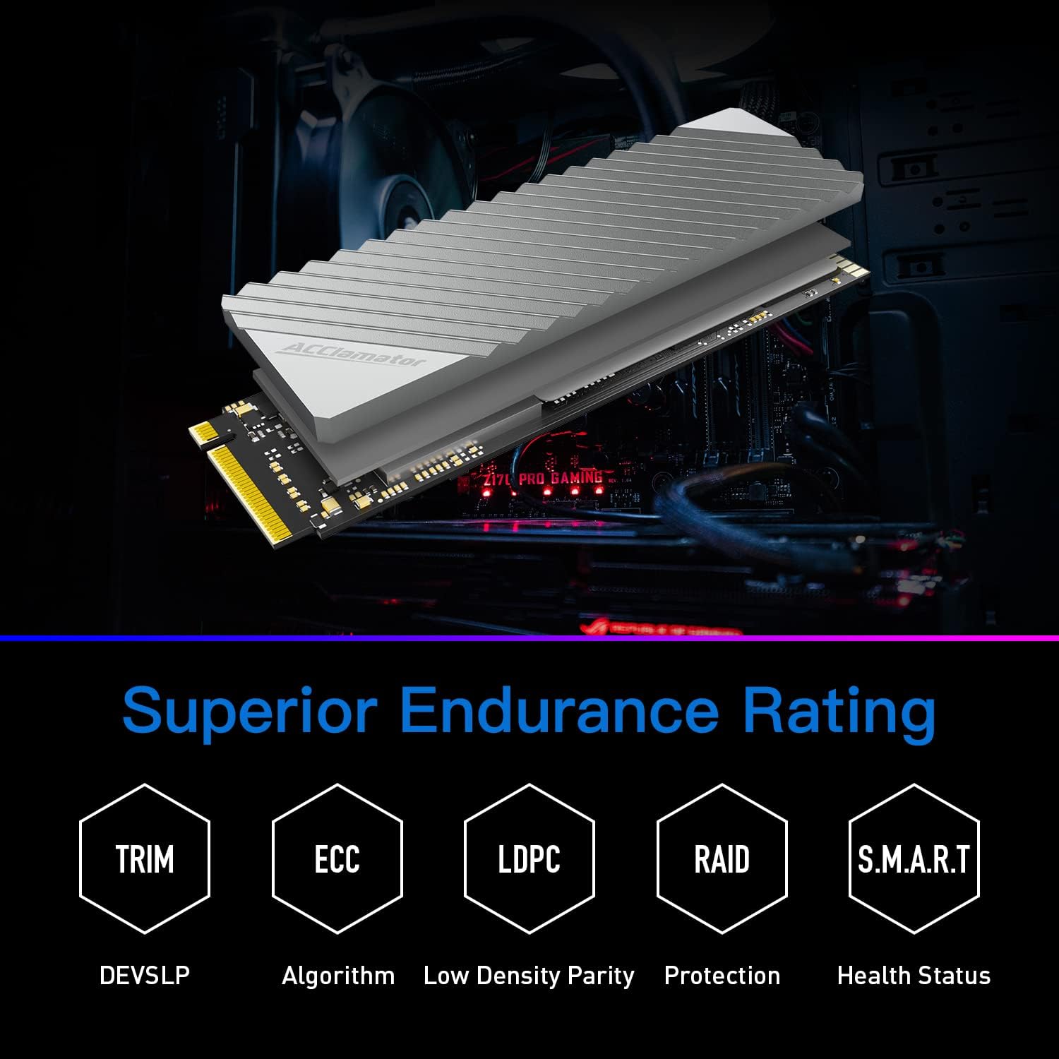 1TB M.2 NVMe Internal Gaming SSD Solid State Drive Gen4 PCIe 4.0 M.2 2280 F148886