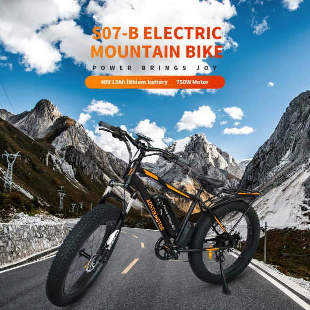 Black Electric Mountain Bike with Removable Battery U6254