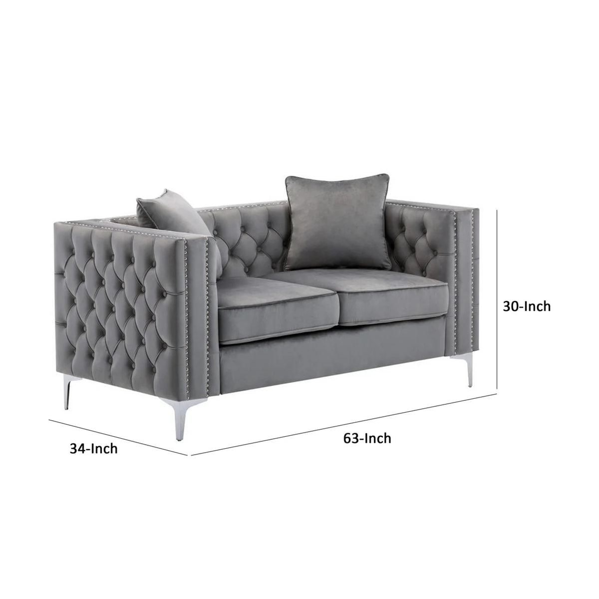 Gray Velvet Chesterfield Loveseat O430348