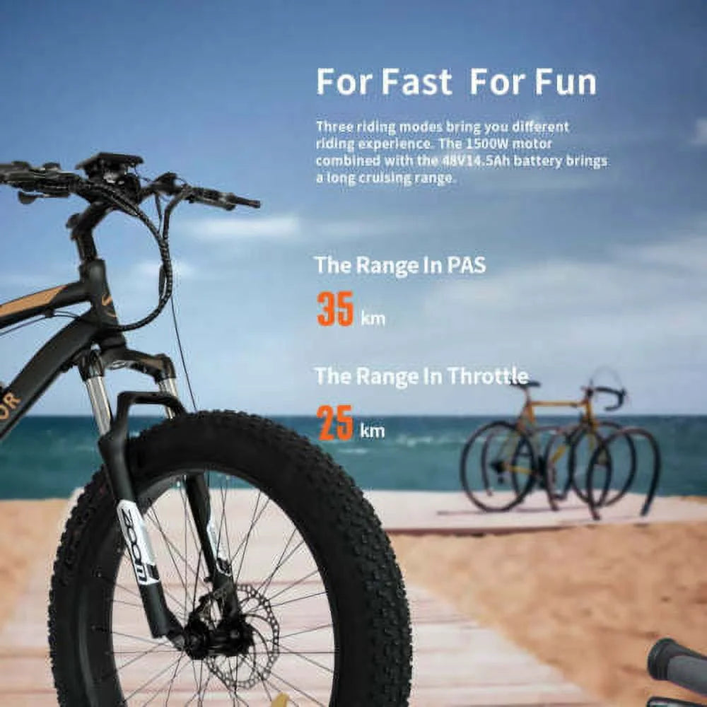 Black Electric Mountain Bike with Removable Battery U6254
