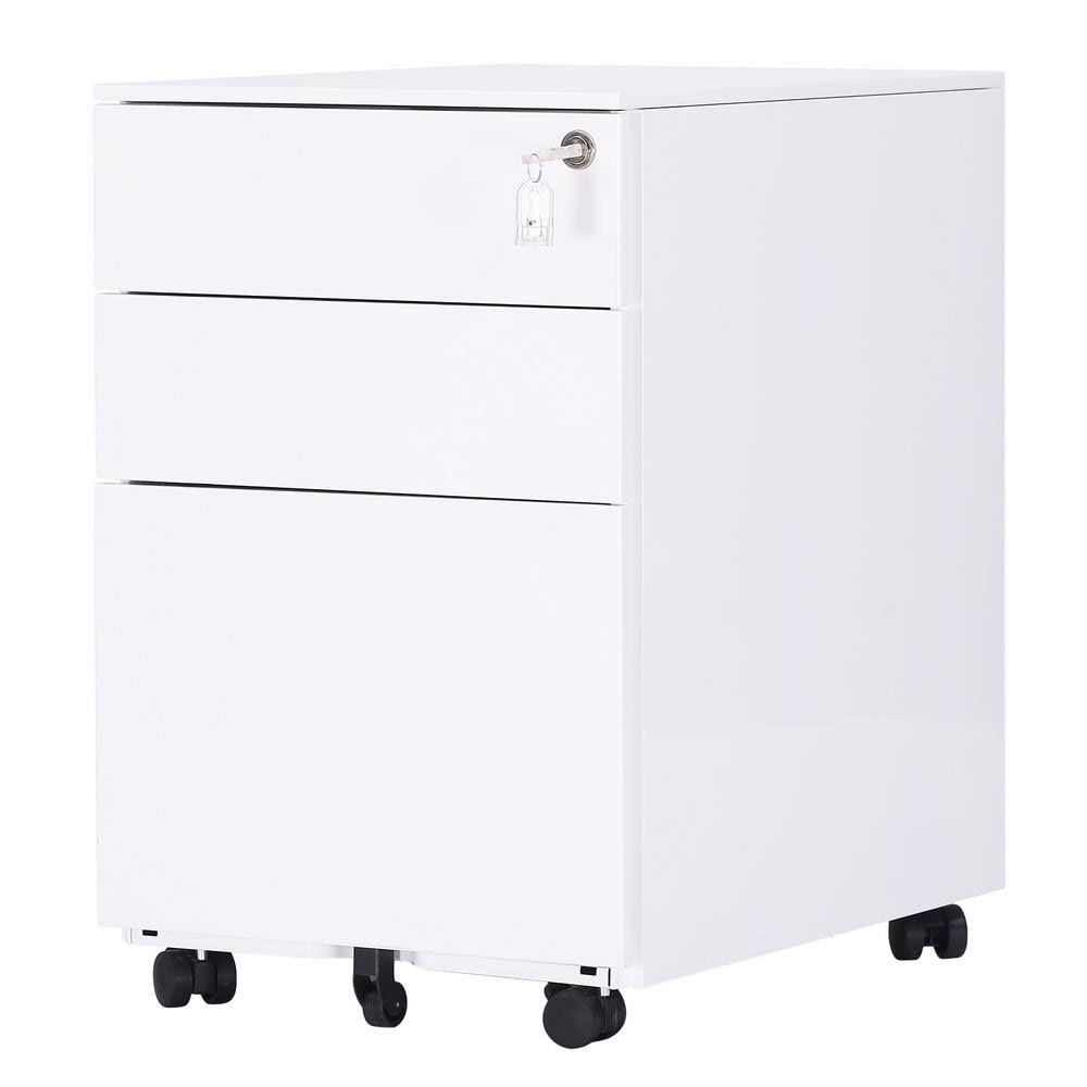 White Metal File Cabinet with Three Drawers E1032
