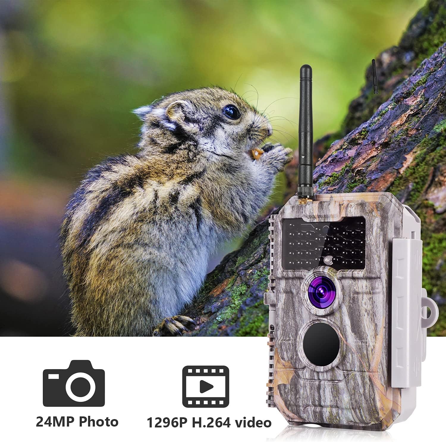 24MP 1296P No Glow Night Vision Motion Activated Waterproof Game Camera E309