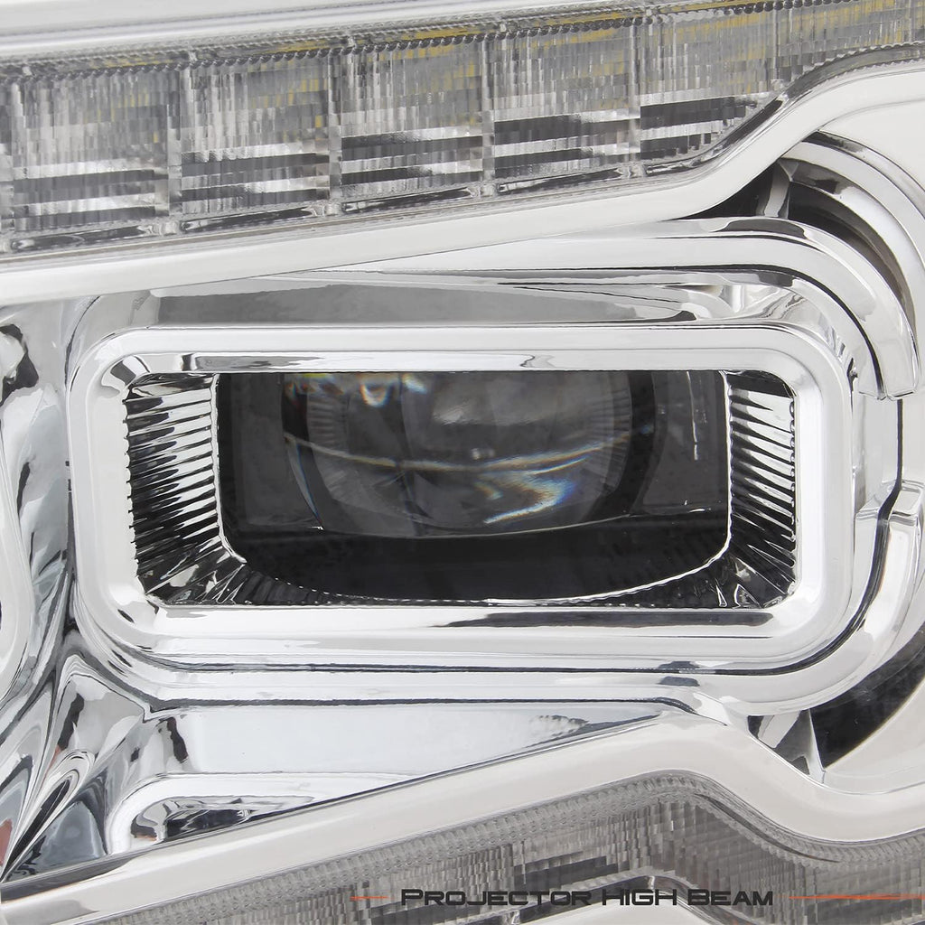 Chrome Housing Dual Projector Full-LED Sequential Light Bar Headlights for Dodge RAM 1500 U871408