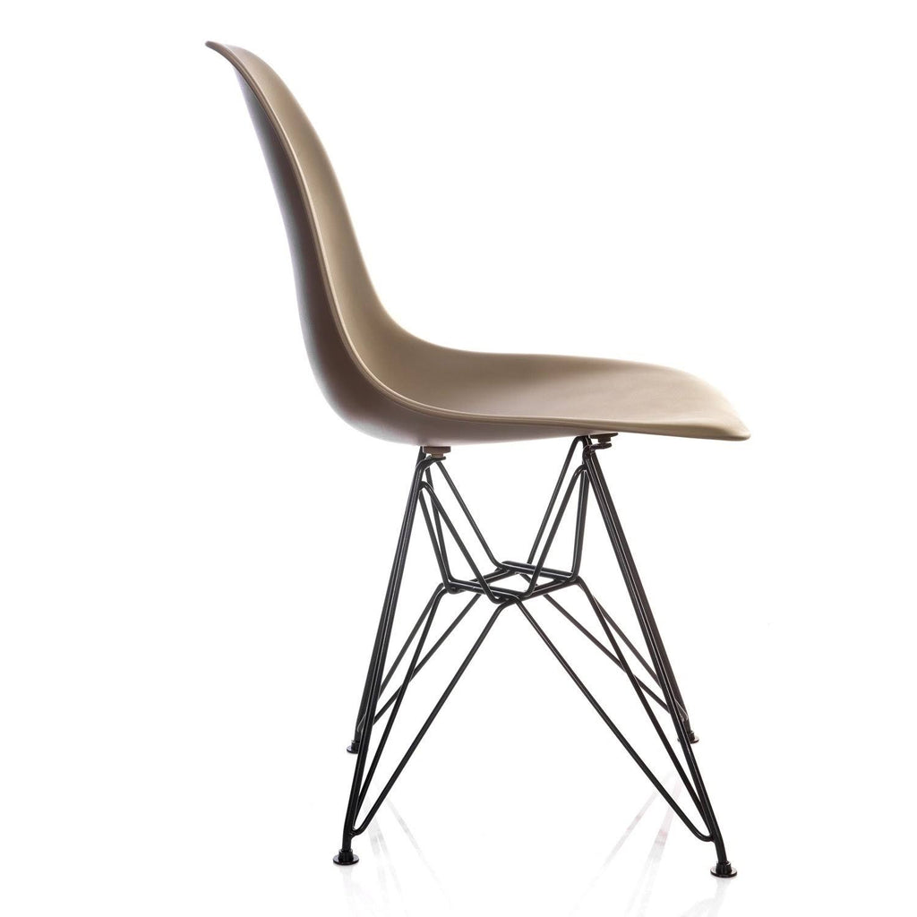 Mid-Century Modern Dining Accent Side Chair with Black Steel Leg J1371
