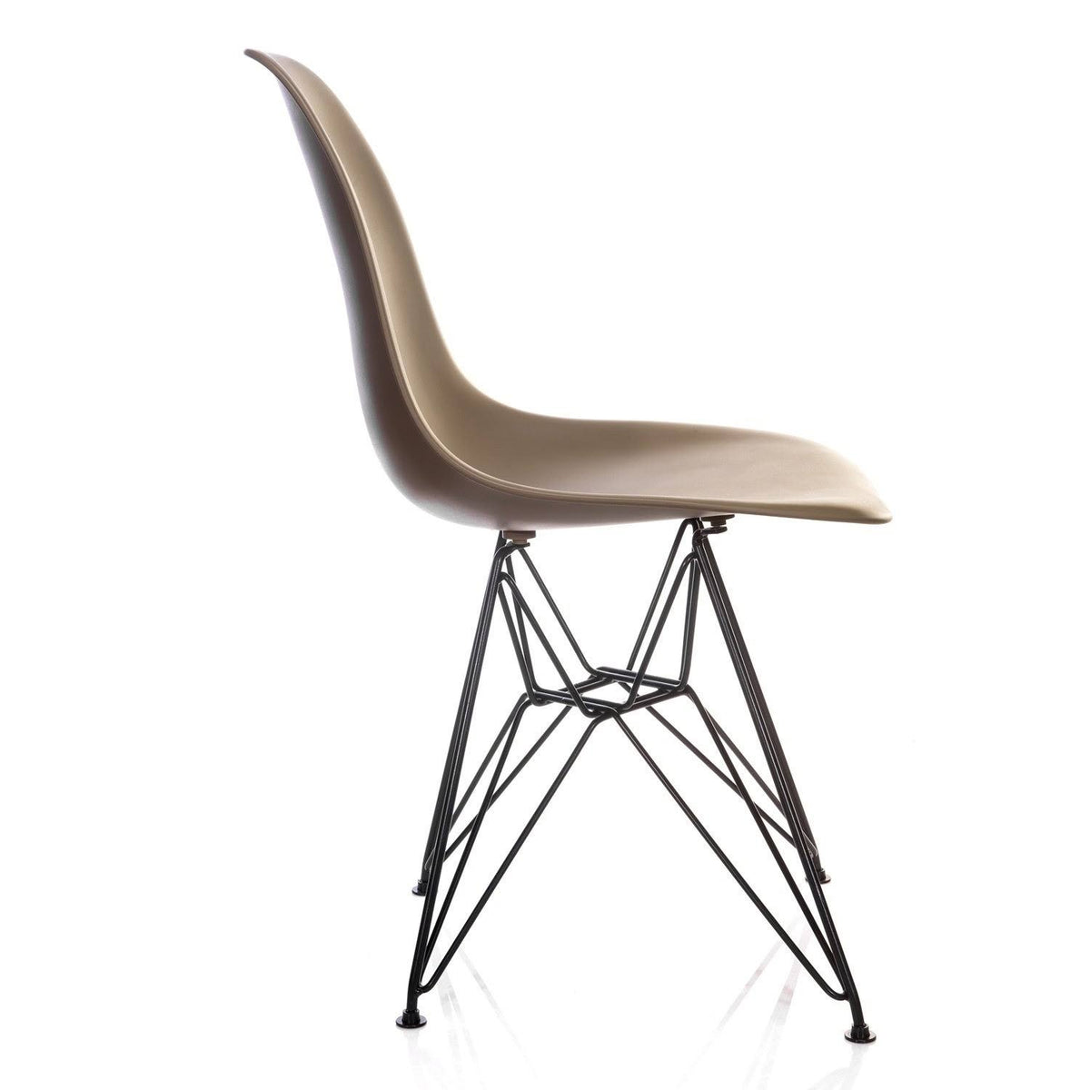 Mid-Century Modern Dining Accent Side Chair with Black Steel Leg J1371
