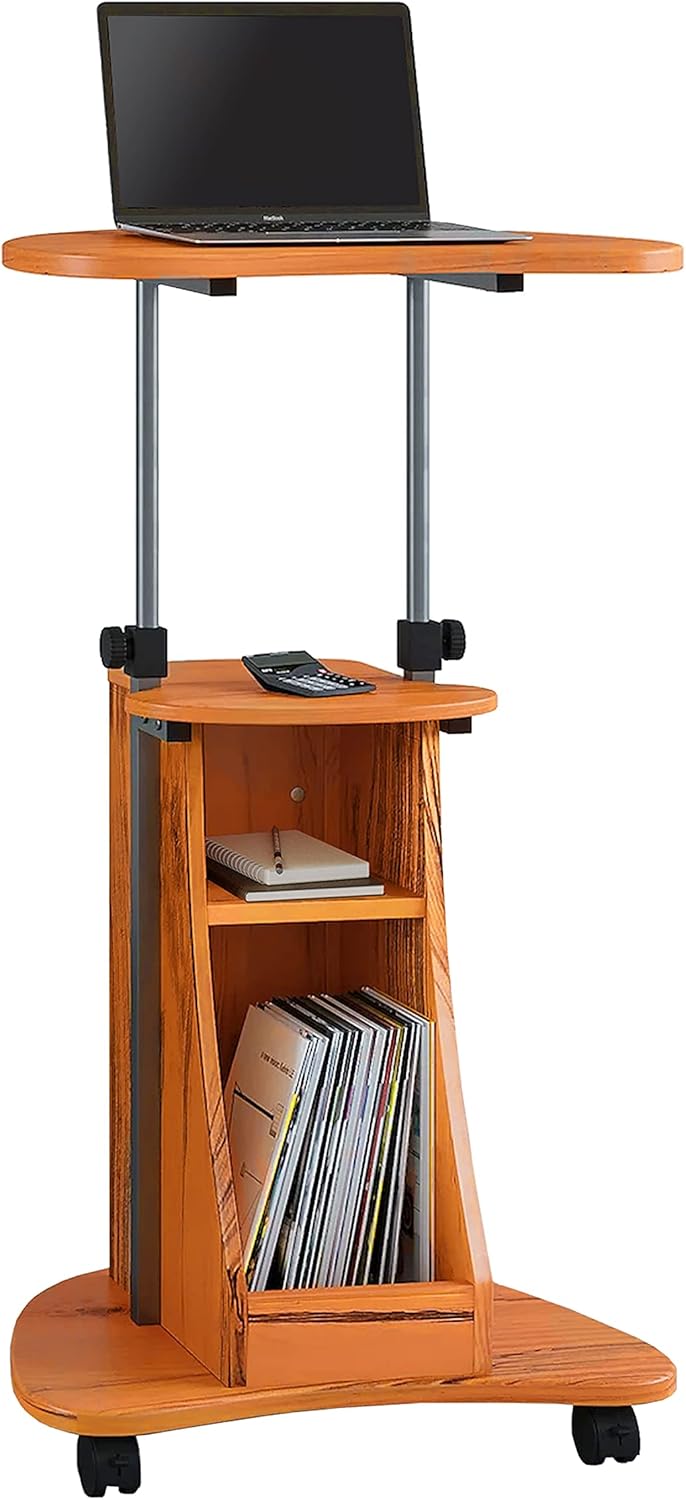 Adjustable Height Laptop Cart With Storage Q428