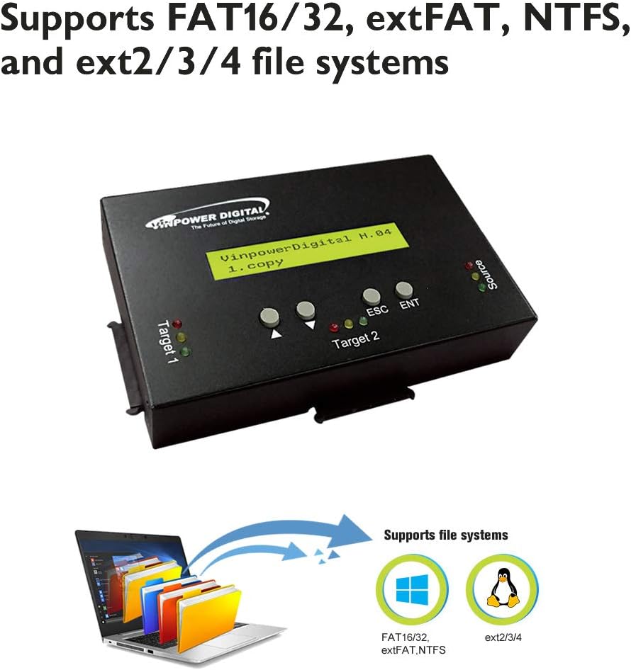 1:2 SATA HDD SSD Clone Duplicator Sanitizer E412950