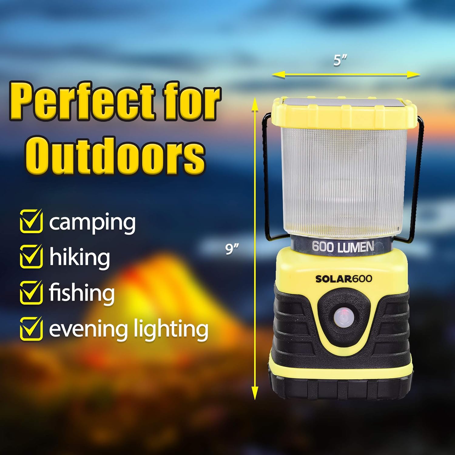 Rechargeable Solar Camping Lantern 600 Lumen USB Power Bank O857