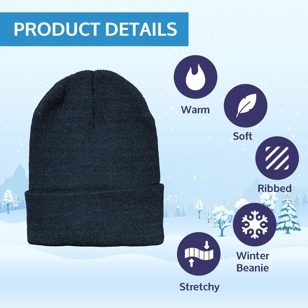 Glove Scarf Beanie Winter Set Solid Black Set of 3 H290