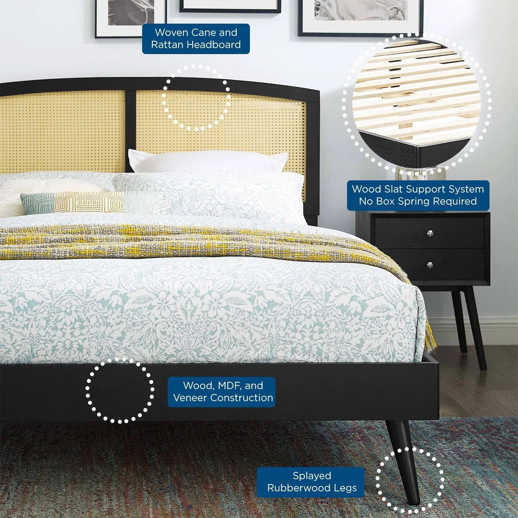 Black Queen Platform Bed with Splayed Legs H6612