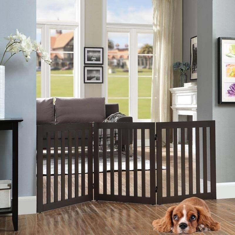 Freestanding Wooden Pet Gate 4 Panels H71011