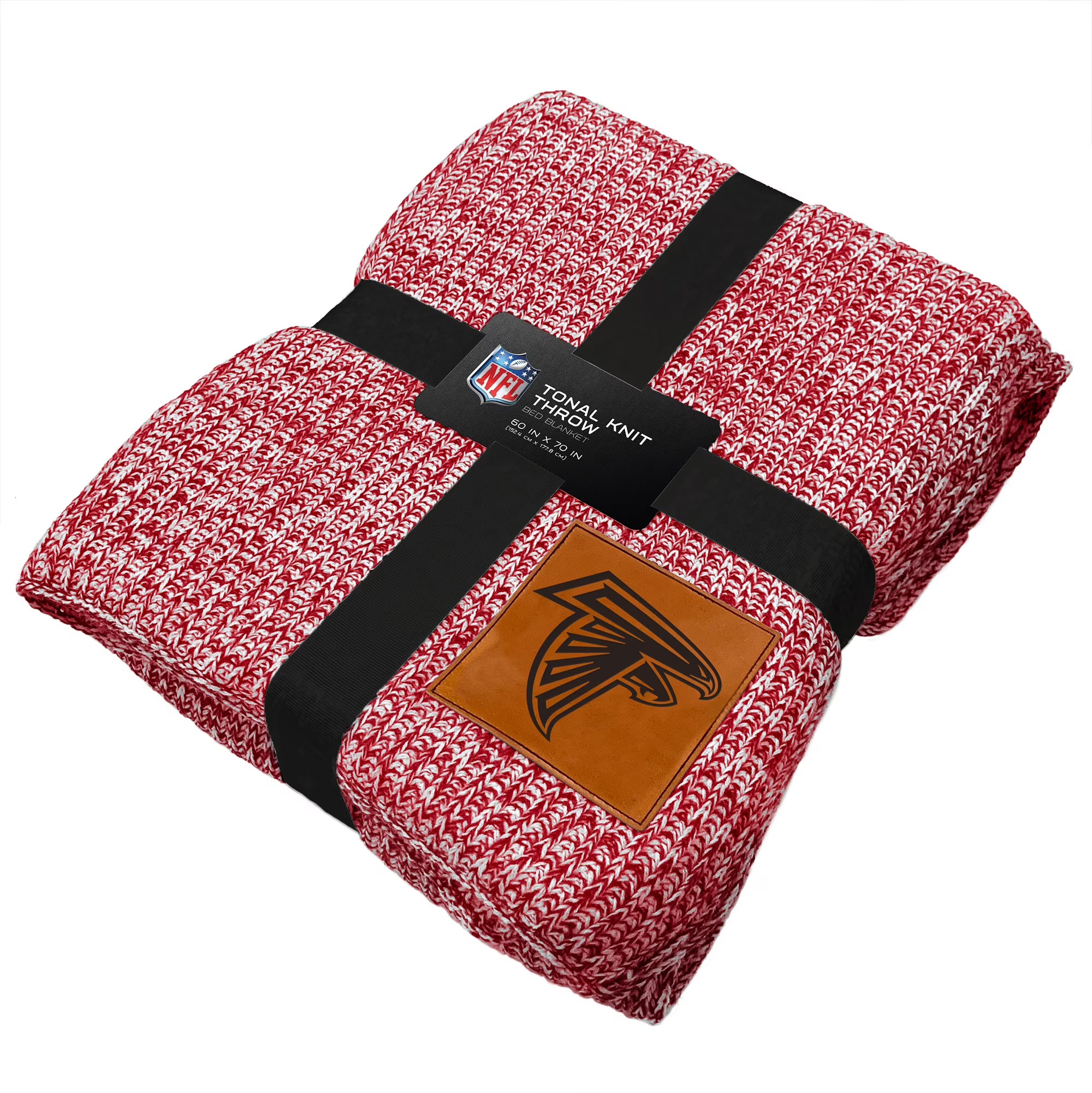 Two-Tone Sweater Knit Blanket with Faux Leather Patch V23053