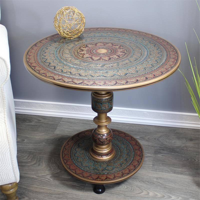 Army Green Round Wooden Accent Table N565483