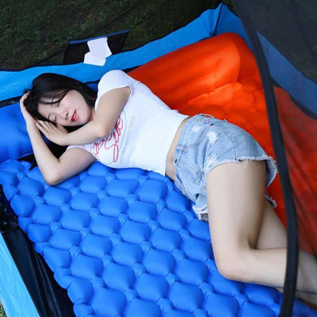 Blue Waterproof Inflatable Camping Mattress with Pillow N53099