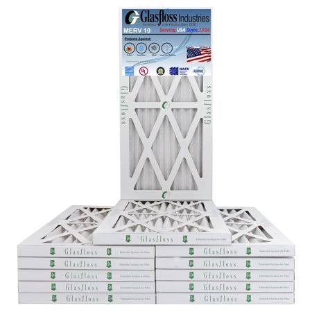 13x20x1 MERV 10 Furnace Air Filter, Qty:12 N887