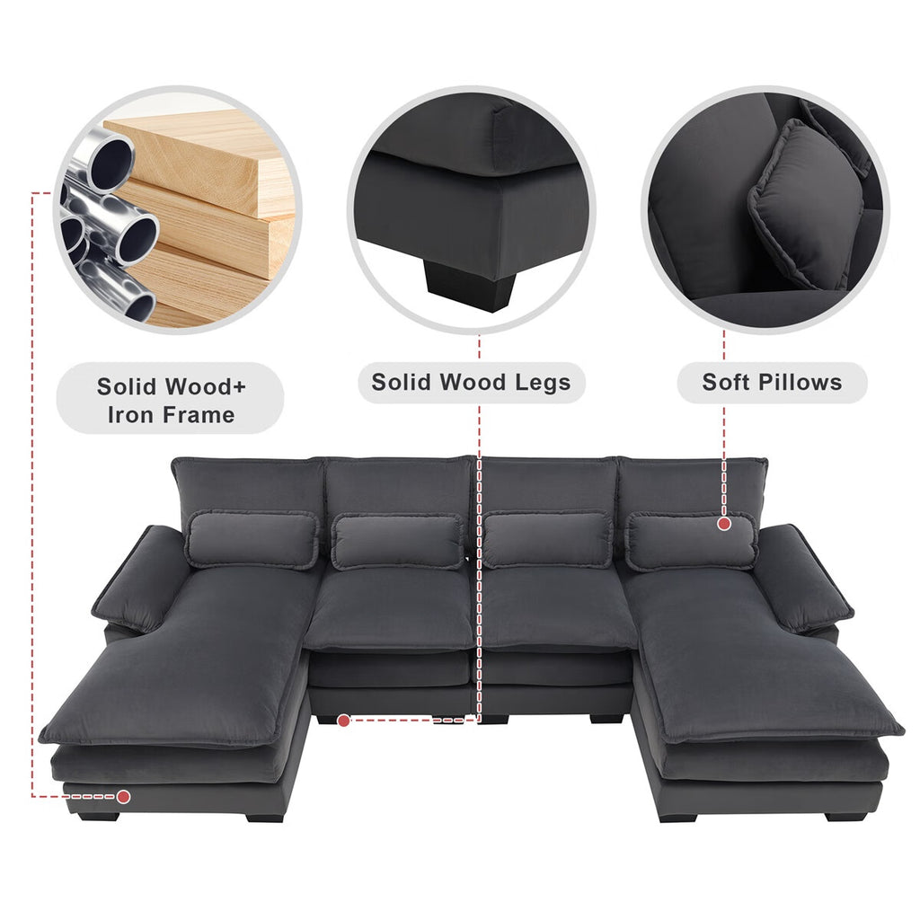 U-shaped Sectional Sofa with Waist Pillows U273